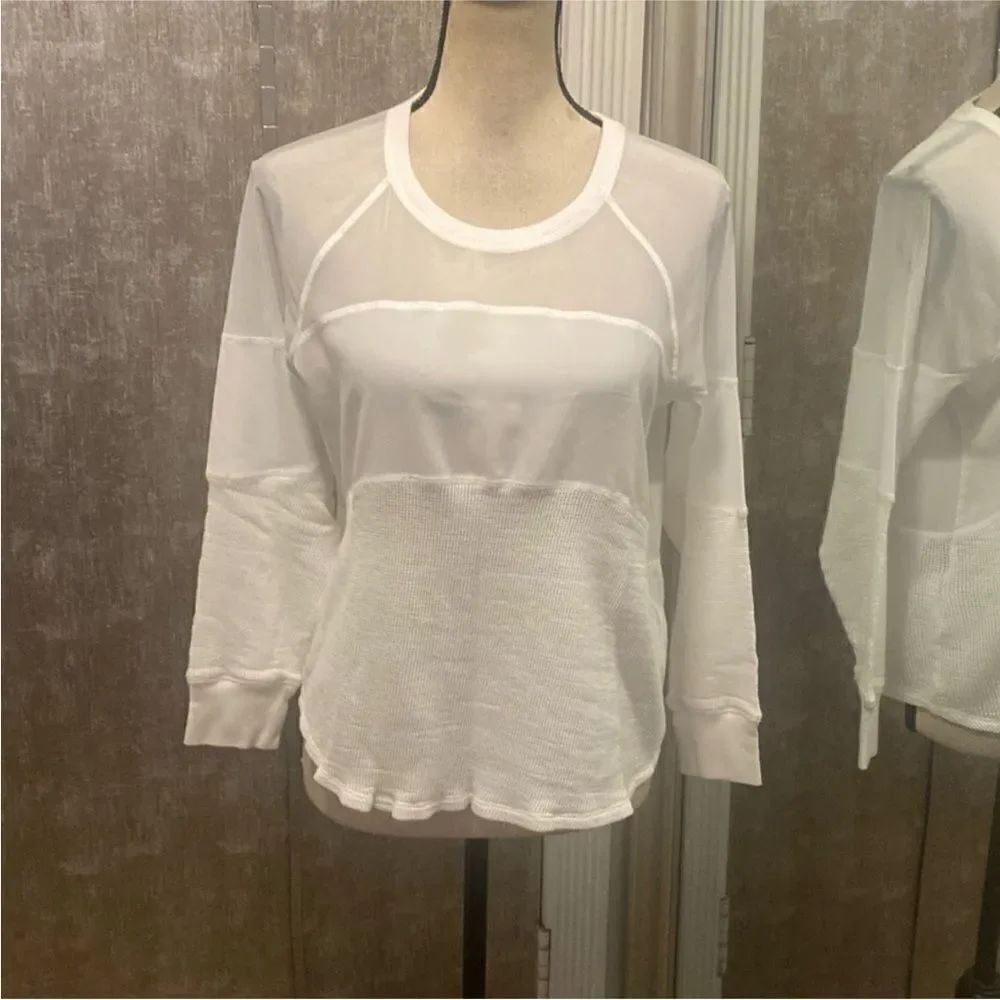 Sandro White Sheer Long Sleeve Blouse, M